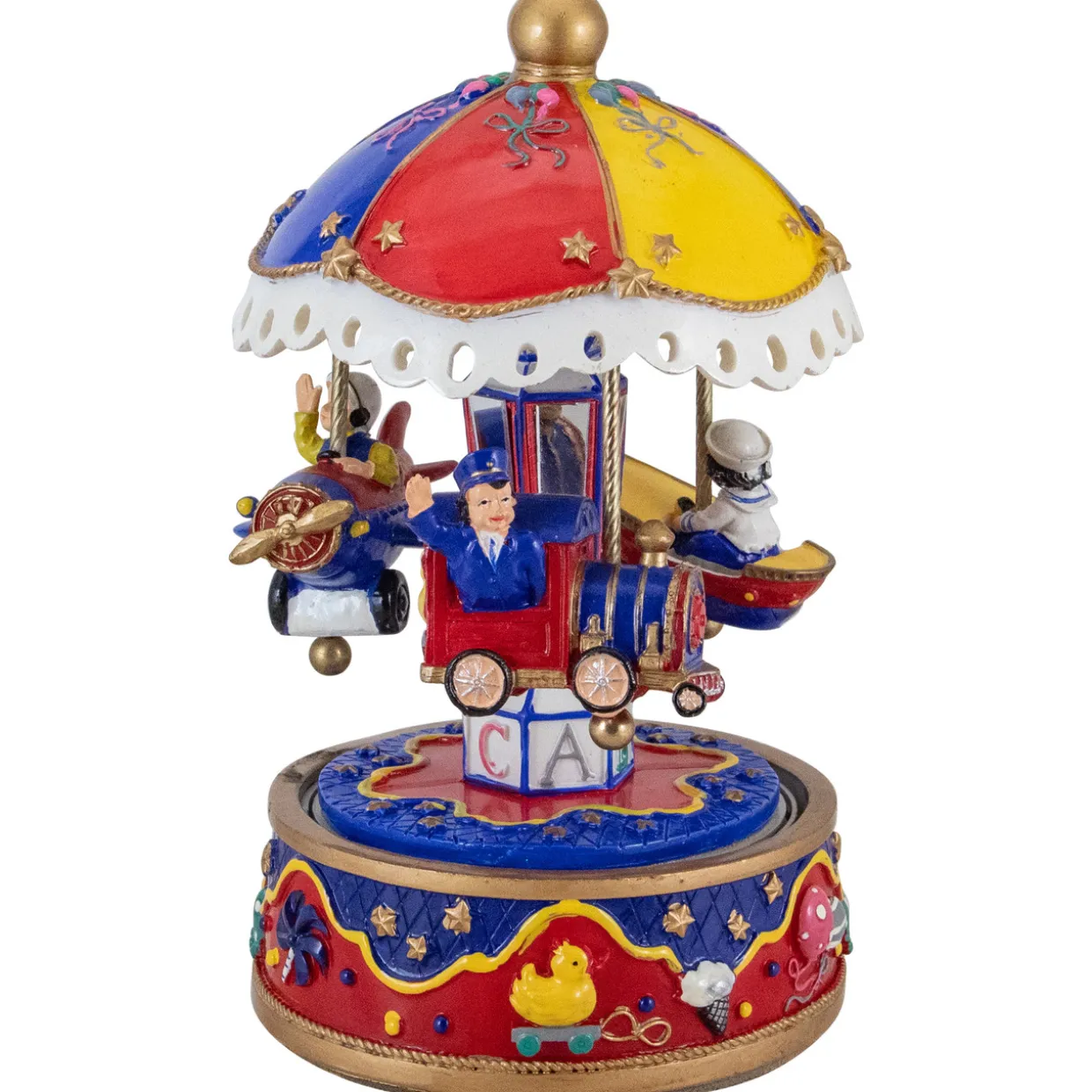 Children's Boat, Plane and Train Animated Musical Carousel - 7.5"