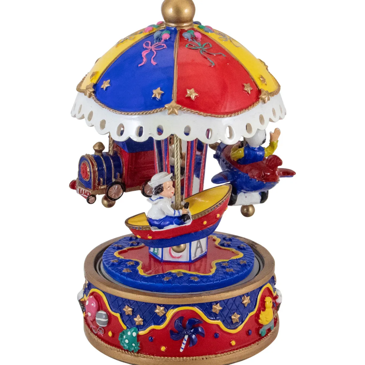 Children's Boat, Plane and Train Animated Musical Carousel - 7.5"