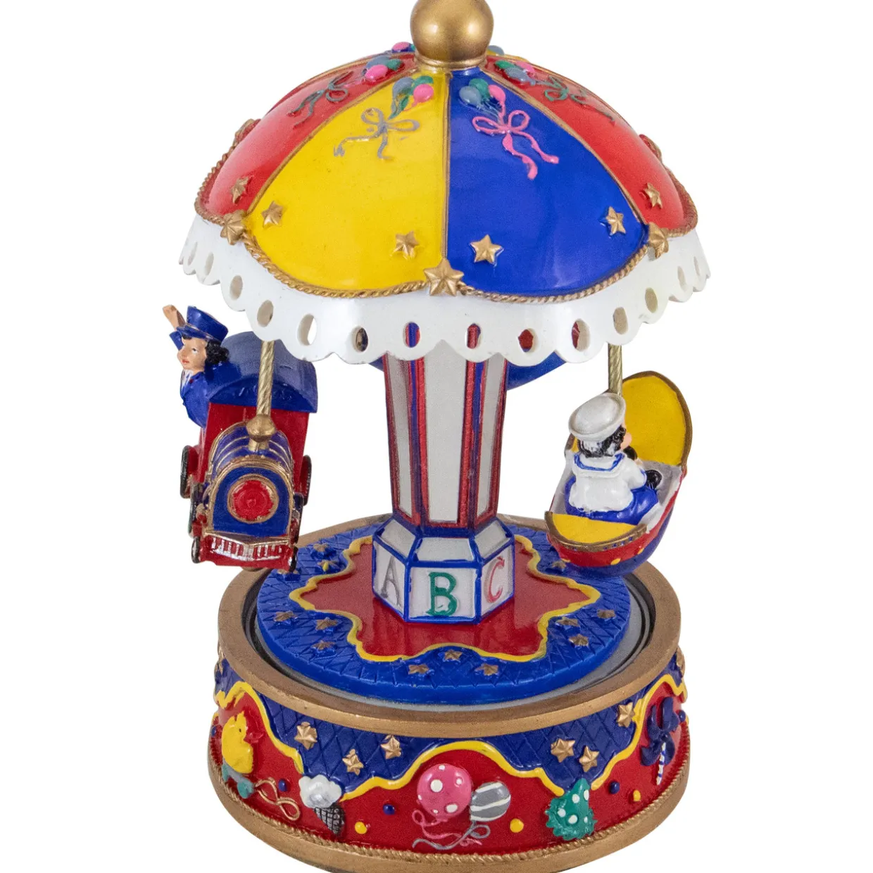 Children's Boat, Plane and Train Animated Musical Carousel - 7.5"