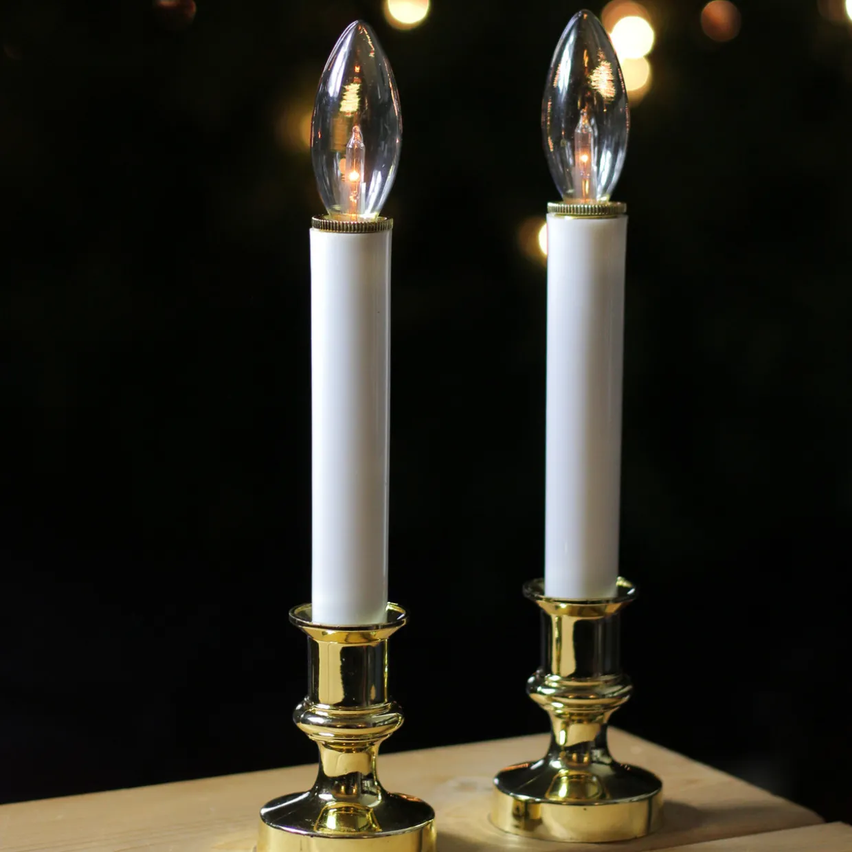 Christmas Candle Lamps - 9" - Clear - Set of 2