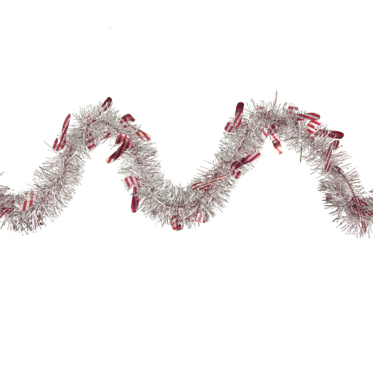 Christmas Candy Cane Wrapped Tinsel Garland - 50' x 3" - Silver and Red - Unlit