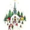 Christmas Church Winter Scene Wall Decor Art Print