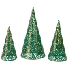 Christmas Cone Trees - 16" - Green and Gold - Set of 3