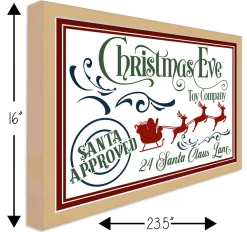 Christmas Eve Toy Company 16" x 23.5" Framed Christmas Wall Decor Art Print Sign Poster in a Natural Wooden Frame with UV Acrylic and Hangers