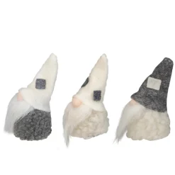 Christmas Gnomes Heads - 3.75" - Gray and Cream - Set of 3