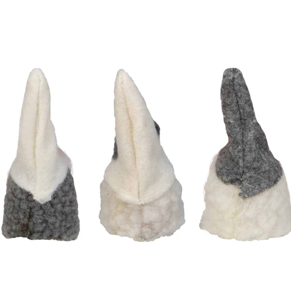 Christmas Gnomes Heads - 3.75" - Gray and Cream - Set of 3