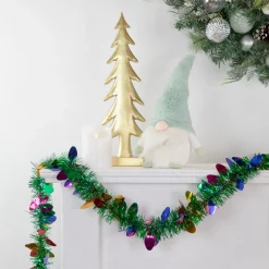 Christmas Light Bulb Wrapped Tinsel Commercial Garland - 50' x 2" - Green and Multicolor - Unlit
