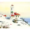Christmas Lighthouse Winter Scene Wall Decor Art Print