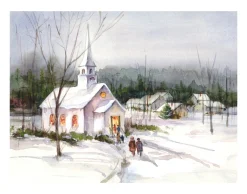 Christmas Mass Winter Scene Wall Decor Art Print