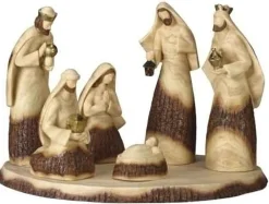 Christmas Nativity Set with Base - 19" - Beige and Brown - Set of 7
