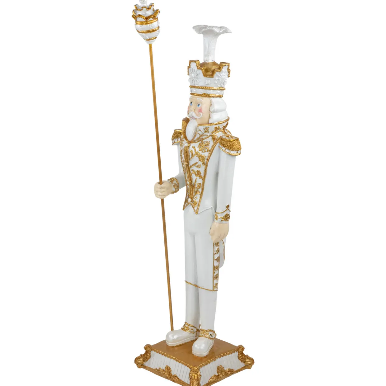 Christmas Nutcracker Soldier with Scepter - 25.75" - White and Gold