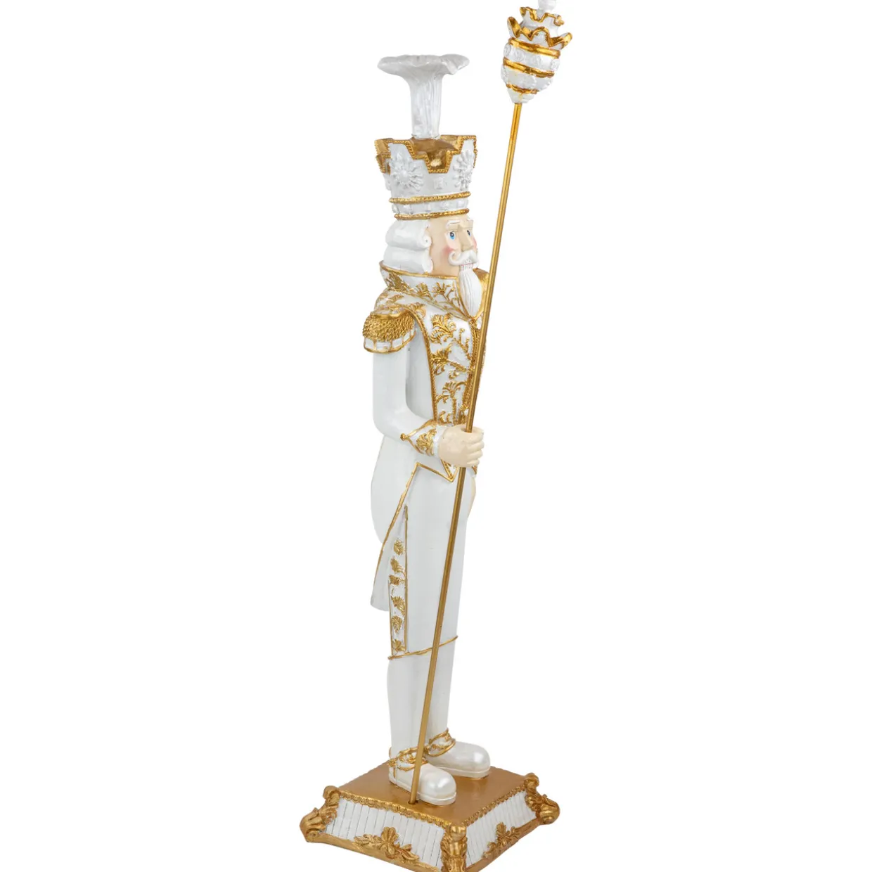 Christmas Nutcracker Soldier with Scepter - 25.75" - White and Gold