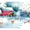Christmas Skate Winter Scene Wall Decor Art Print
