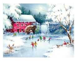 Christmas Skate Winter Scene Wall Decor Art Print