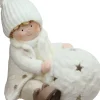 Christmas Snowball with Sitting Boy Tealight Candle Holder - 12.5" - White