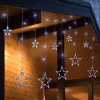 Christmas Stars Icicle Lights - 8.25' - Pure White LED Lights - Clear Wire - 12ct