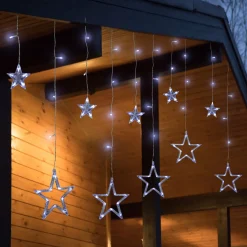 Christmas Stars Icicle Lights - 8.25' - Pure White LED Lights - Clear Wire - 12ct