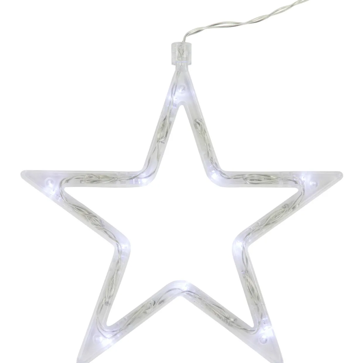 Christmas Stars Icicle Lights - 8.25' - Pure White LED Lights - Clear Wire - 12ct