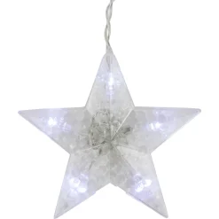 Christmas Stars Icicle Lights - 8.25' - Pure White LED Lights - Clear Wire - 12ct
