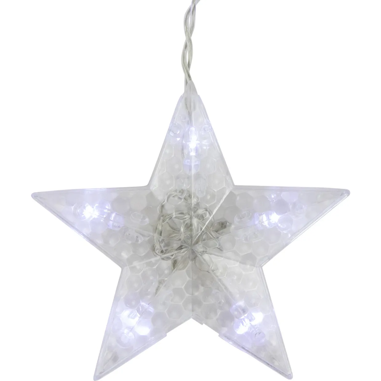 Christmas Stars Icicle Lights - 8.25' - Pure White LED Lights - Clear Wire - 12ct
