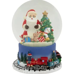 Christmas Train Around Santa Delivering Gifts Musical Water Globe - 6.5"