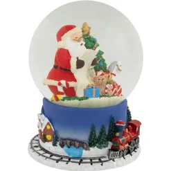 Christmas Train Around Santa Delivering Gifts Musical Water Globe - 6.5