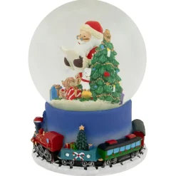 Christmas Train Around Santa Delivering Gifts Musical Water Globe - 6.5