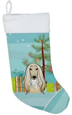 Christmas Tree and Afghan Hound Christmas Stocking BB1616CS