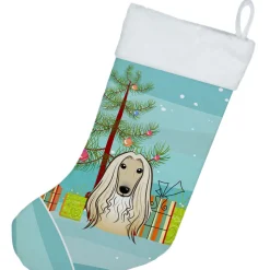 Christmas Tree and Afghan Hound Christmas Stocking BB1616CS