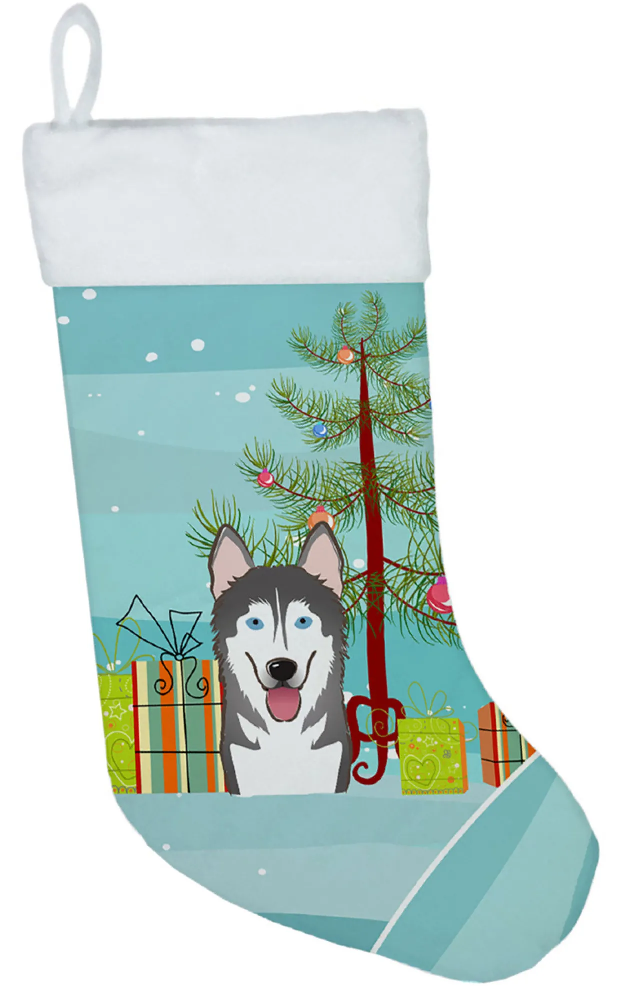 Christmas Tree and Alaskan Malamute Christmas Stocking BB1590CS