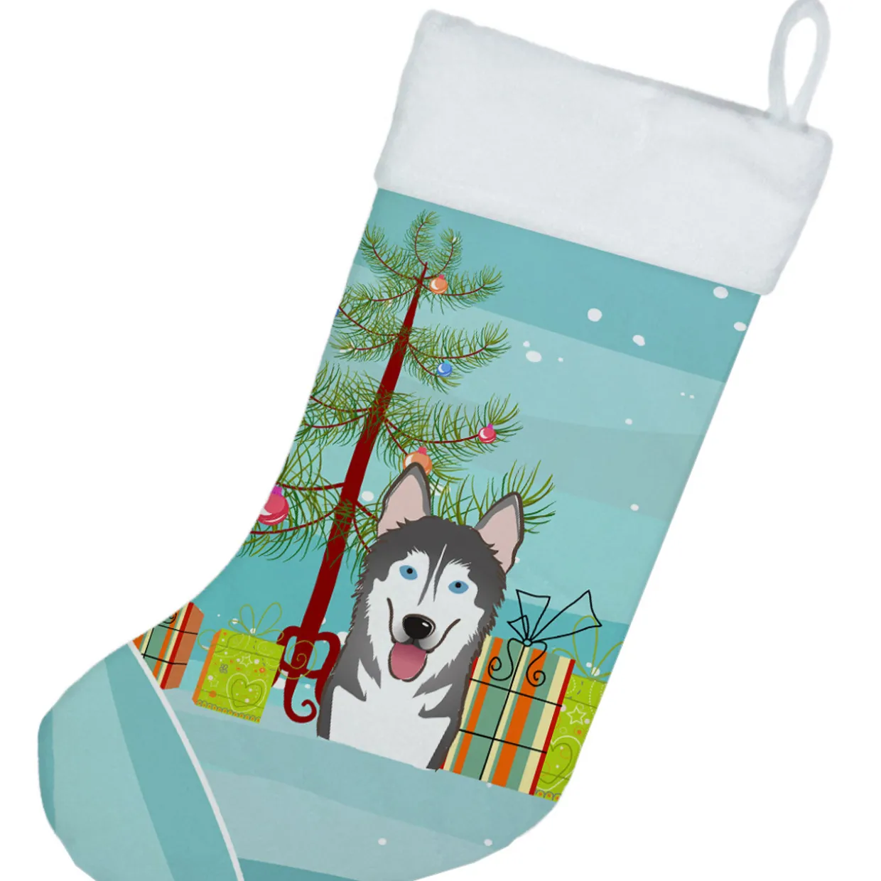 Christmas Tree and Alaskan Malamute Christmas Stocking BB1590CS