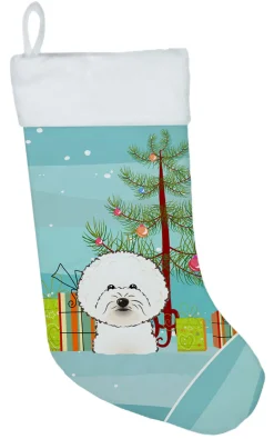 Christmas Tree and Bichon Frise Christmas Stocking BB1589CS