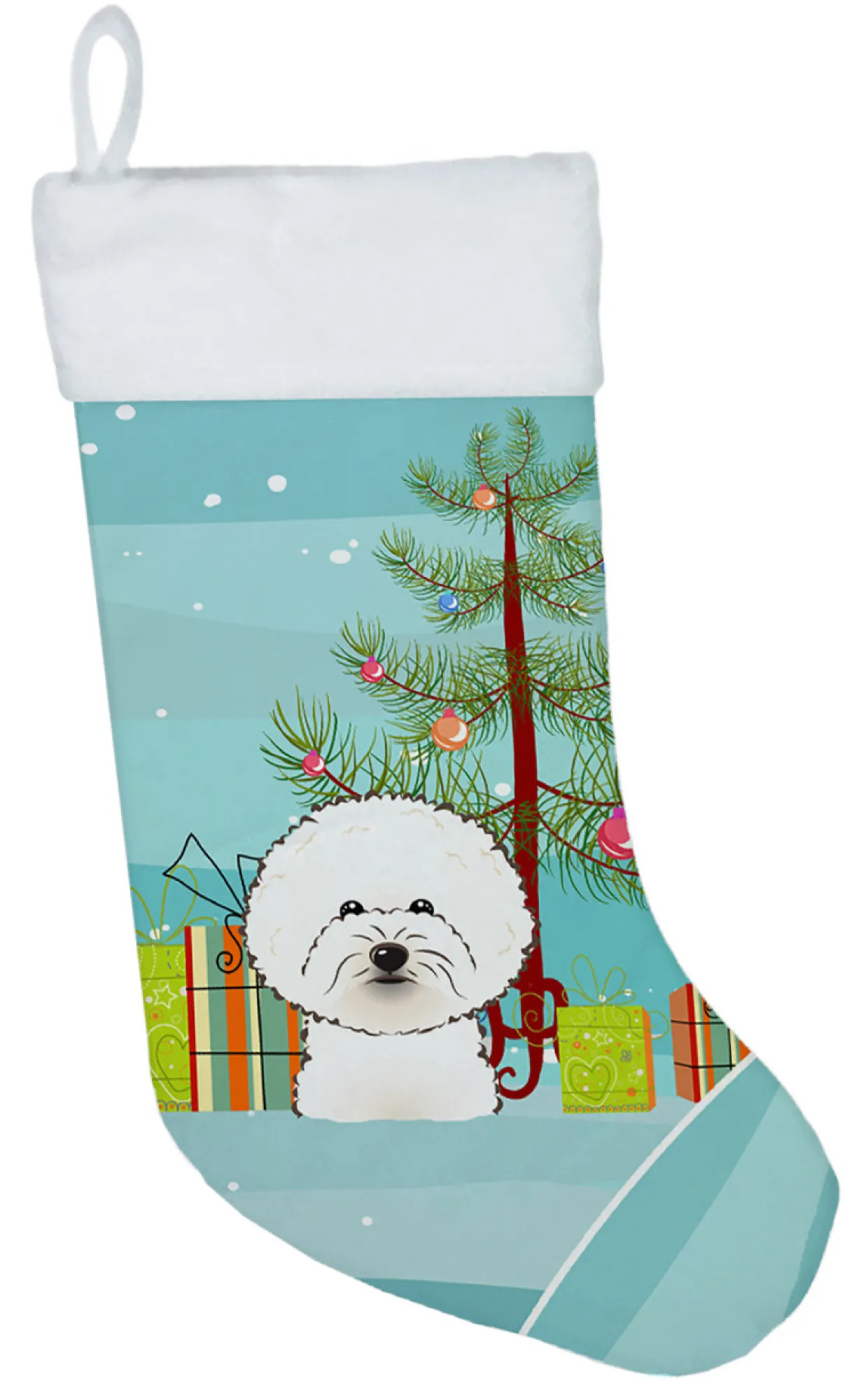 Christmas Tree and Bichon Frise Christmas Stocking BB1589CS