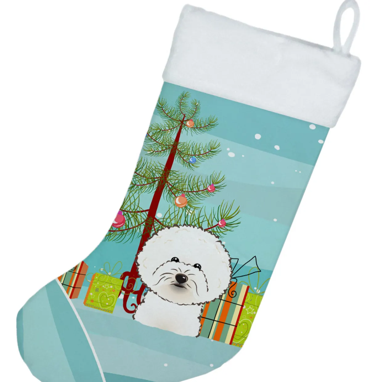 Christmas Tree and Bichon Frise Christmas Stocking BB1589CS
