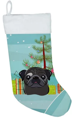 Christmas Tree and Black Pug Christmas Stocking BB1635CS