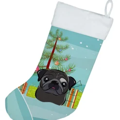Christmas Tree and Black Pug Christmas Stocking BB1635CS