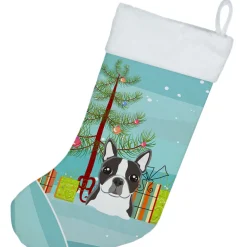 Christmas Tree and Boston Terrier Christmas Stocking BB1575CS