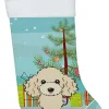 Christmas Tree and Buff Poodle Christmas Stocking BB1630CS