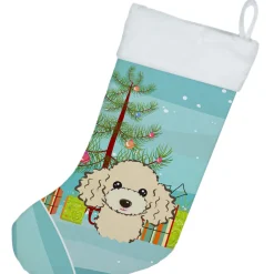 Christmas Tree and Buff Poodle Christmas Stocking BB1630CS