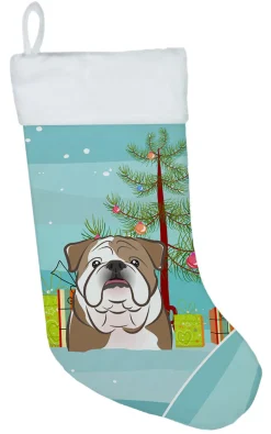 Christmas Tree and English Bulldog Christmas Stocking BB1591CS