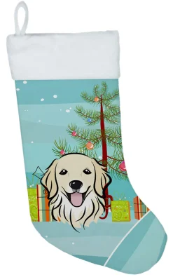 Christmas Tree and Golden Retriever Christmas Stocking BB1577CS