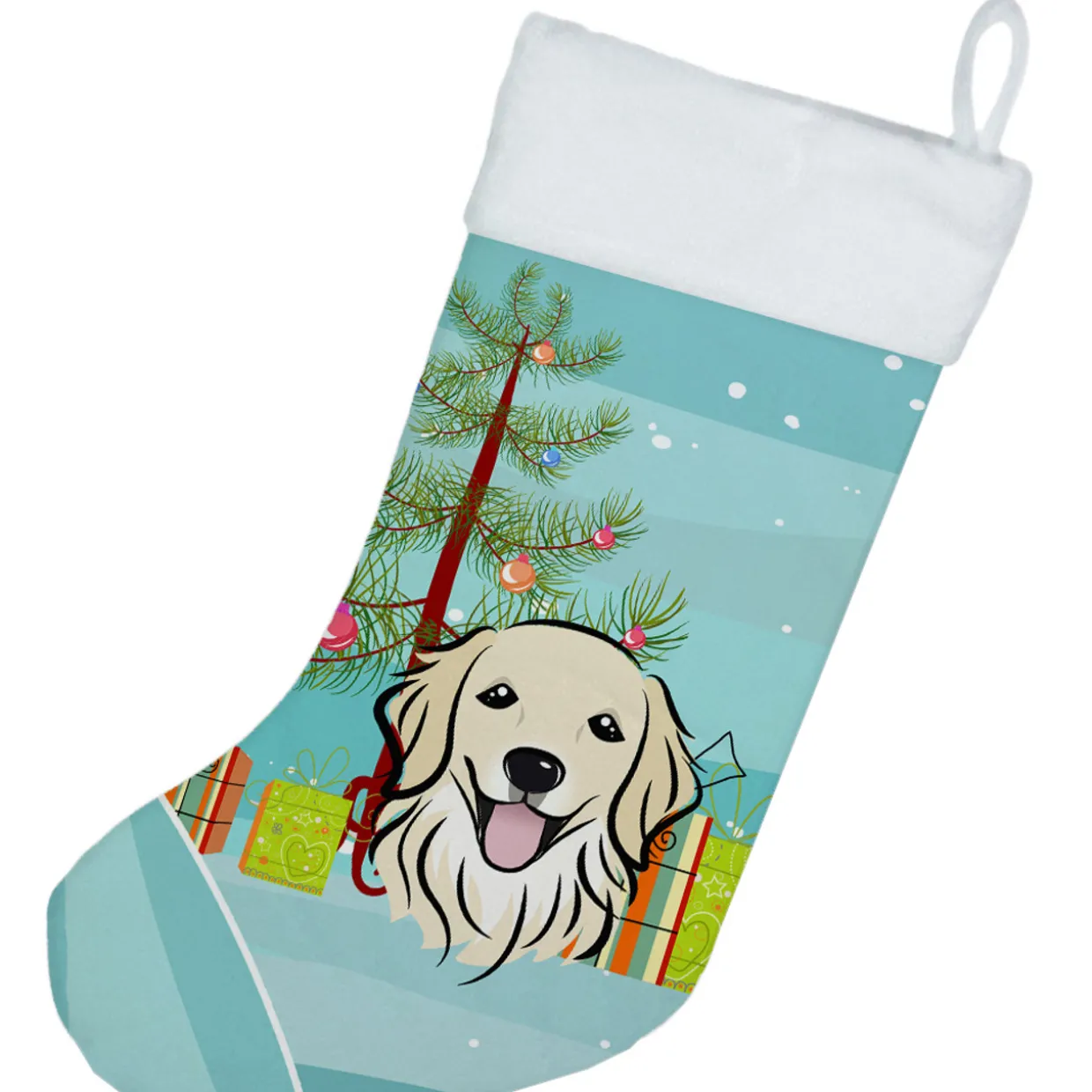 Christmas Tree and Golden Retriever Christmas Stocking BB1577CS