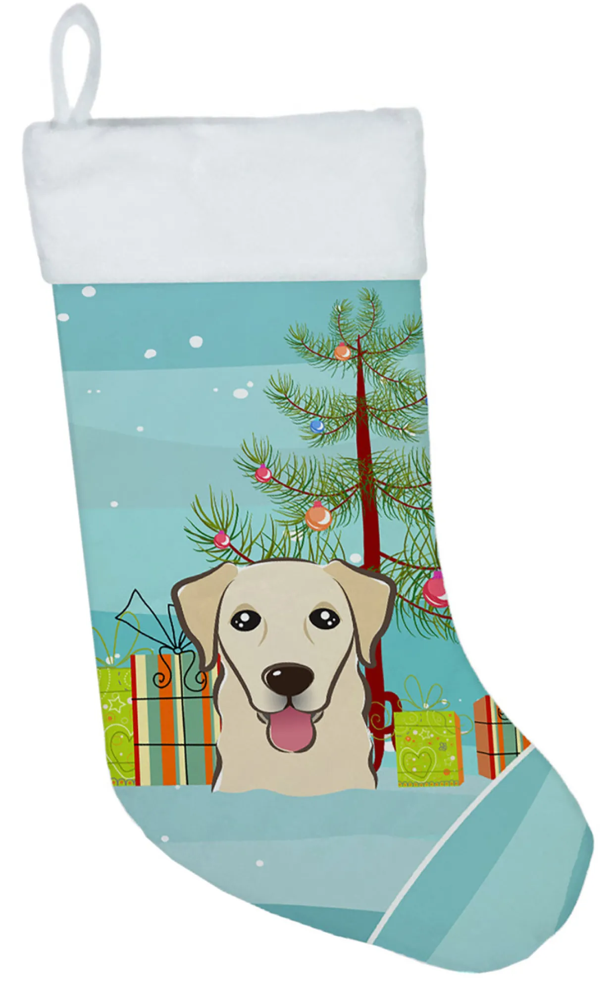 Christmas Tree and Golden Retriever Christmas Stocking BB1624CS
