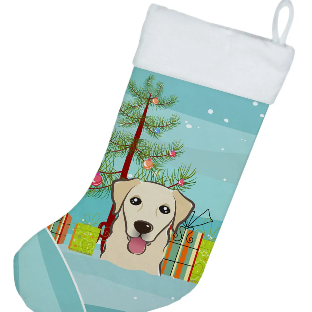Christmas Tree and Golden Retriever Christmas Stocking BB1624CS