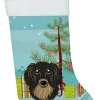Christmas Tree and Longhair Black and Tan Dachshund Christmas Stocking BB1585CS