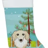 Christmas Tree and Longhair Creme Dachshund Christmas Stocking BB1584CS