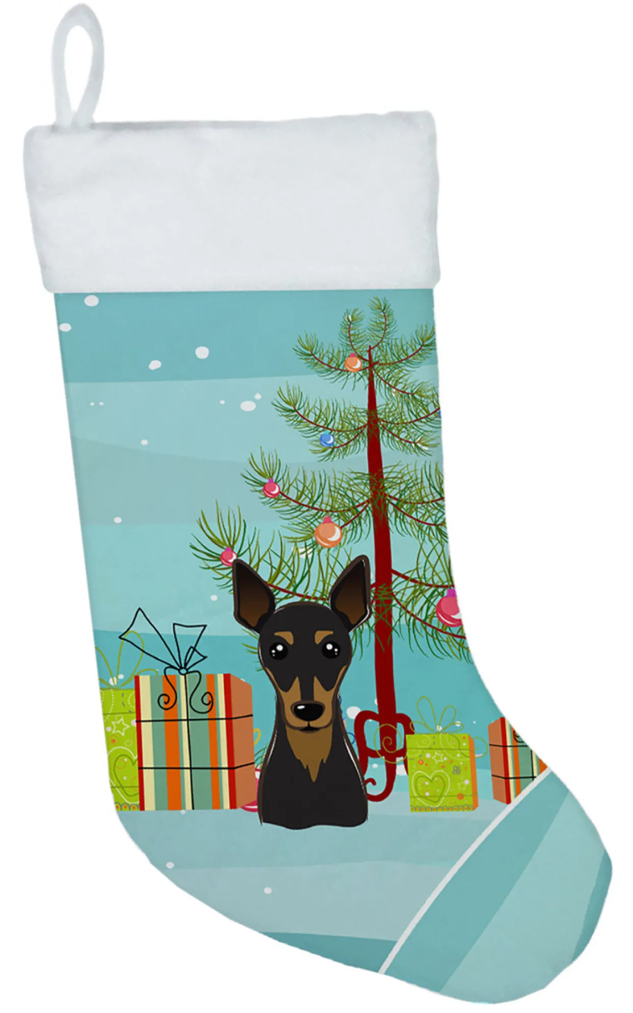 Christmas Tree and Min Pin Christmas Stocking BB1612CS