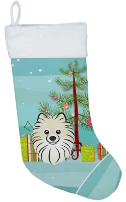 Christmas Tree and Pomeranian Christmas Stocking BB1579CS