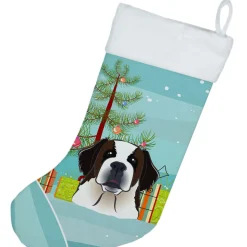 Christmas Tree and Saint Bernard Christmas Stocking BB1618CS