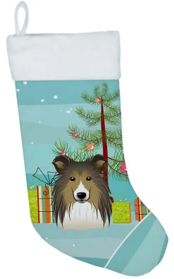 Christmas Tree and Sheltie Christmas Stocking BB1614CS